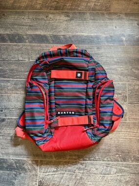 Burton Red Striped Men’s Backpack with Multicolor Accents